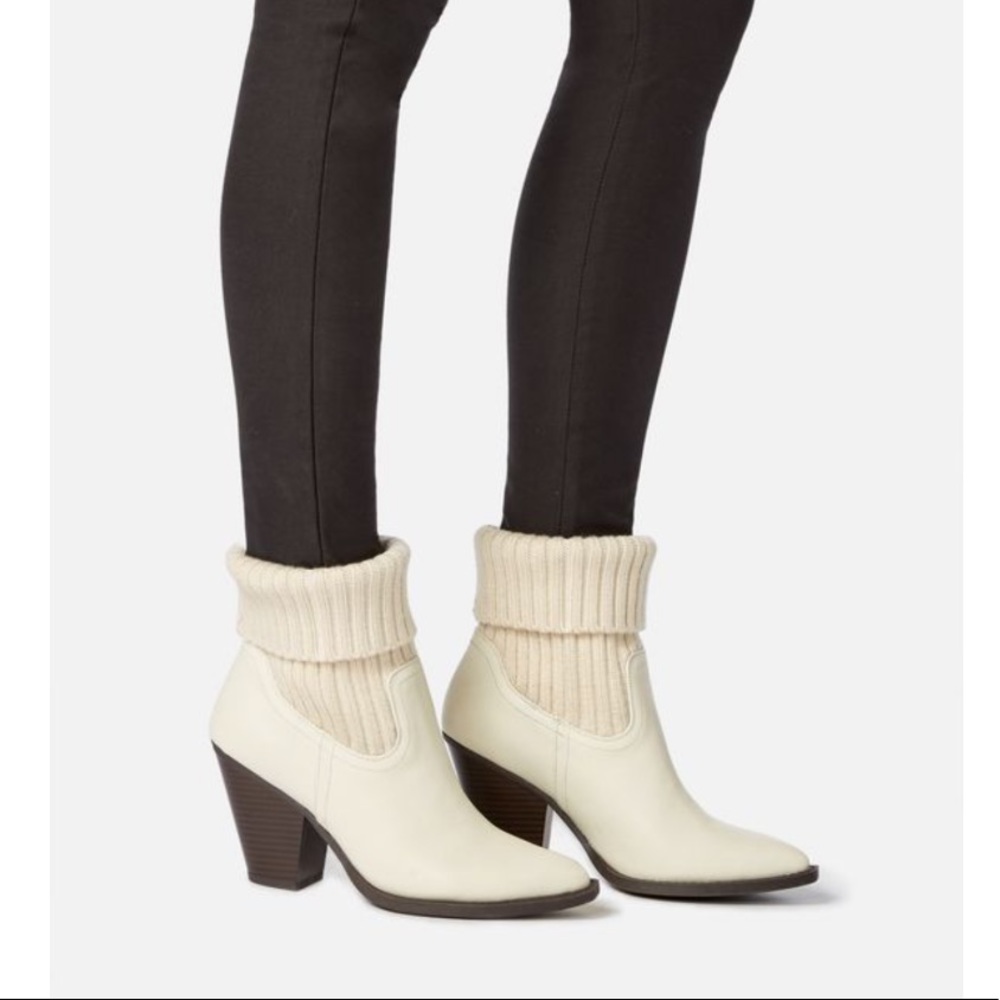 NEW Just Fab White Sweater Sock Cuff Bootie
